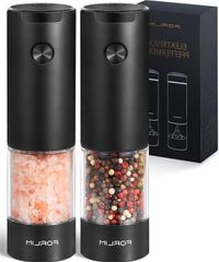 Shenzhen Haorui Industrial Technology Co., Ltd. Poivre et sel Moulin Ensemble avec LED à piles - 95 ml Capacité - Silo lavable (Noir)