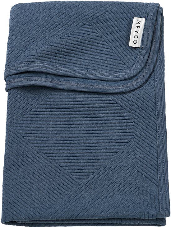 Meyco Baby Jacquard Ledikant Deken - Indigo - 100x150cm - 0.5 TOG
