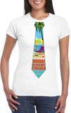 Bellatio Decorations Shoppartners Bv Pensioen t-shirt met stropdas dames wit S