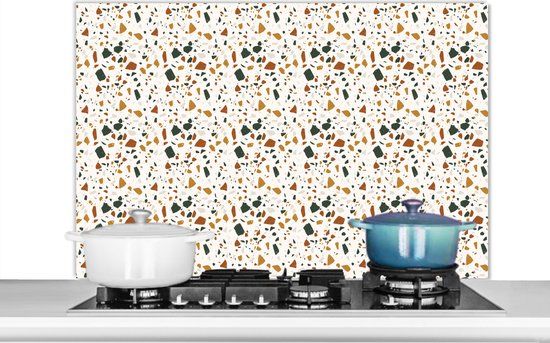 KitchenYeah Spatscherm keuken 100x65 cm Terrazzo - Aluminium