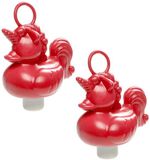Duckiez eenhoorn badeendje badspeelgoed - 8x - rood - 12 x 6 cm - Met oogje voor het hengelspel - kunststof