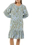 Comma casual identity Jurk lichtblauw / olijfgroen / pastelgroen / wit