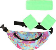 Merkloos Foute 80s/90s Party Verkleed Set Compleet Dames Fluor Groen Polyester