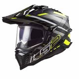 LS2 MX701 Explorer Carbon Edge Glanzend Zwart Fluo Geel Adventure Helm - Maat S