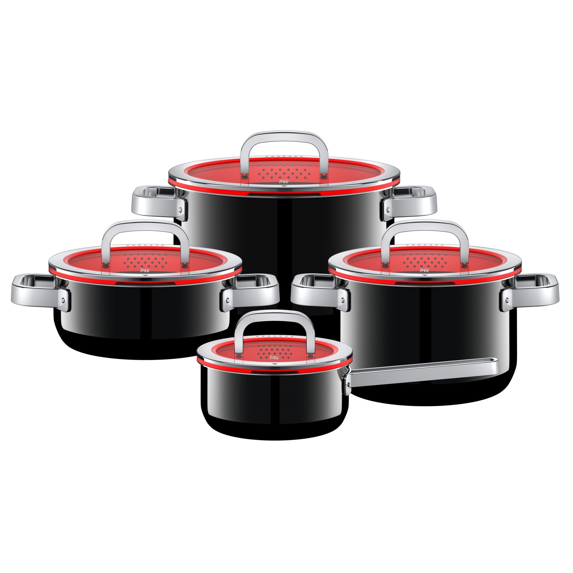 WMF Function 4 soeppan met deksel 24 cm Innovatieve deksel met 4 afgietfuncties, Geschikt voor Inductie, Glazen deksel, Cromargan® 18/10 RVS, Vaatwasserbestendig, Handgrepen worden niet heet