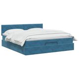 vidaXL Ottoman bed met matras Donkerblauw 160 x 200 cm Fluweel