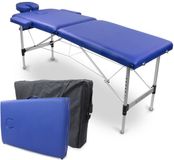 Mobiclinic CA-01 Light - Massagetafel - Aluminium - Opvouwbaar - Draagbaar - 186x60 cm - Met armsteunen - In hoogte verstelbaar - Gezichtsuitsparing - Tot 150 kg - Behandelbank - Met opvergtas - Blauw
