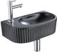 QeramiQ Fuente robinetterie de lavabo – demi-ronde – 40x21.5x12 cm – céramique noir mat – robinet chromé – nervuré
