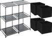 Étagère de rangement 2 niveaux - métal - plastique - noir - 67 x 68 cm - incl. 4 paniers de rangement noirs