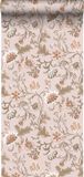 ESTAHome behang vintage bloemen oudroze, terracotta en groen - 53 cm x 10.05 m