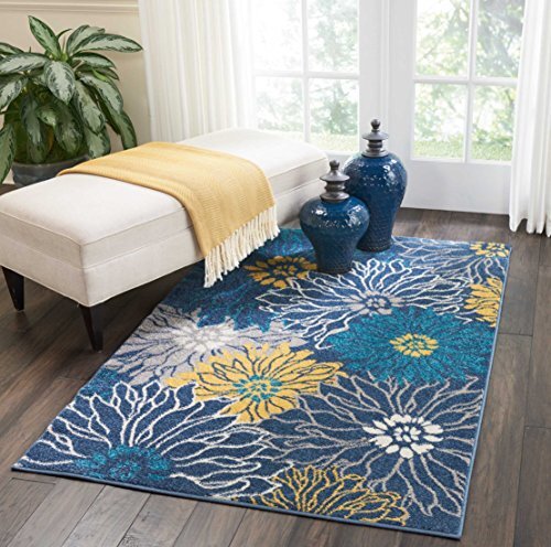 NOURISON Nourison Passion Floral Blue 4 'x 6' Gebied Vloerkleed 3'9" x 5'9"