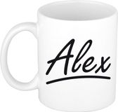 Bellatio Decorations Alex Naam koffiemok - beker - met sierlijke letters - wit