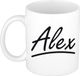 Bellatio Decorations Alex Naam koffiemok - beker - met sierlijke letters - wit