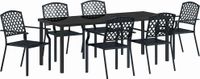 vidaXL Tuin Eettafel Set 7-delig Antraciet Gepoedercoat Staal