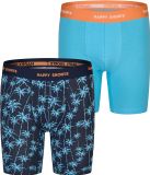 Happy Shorts Heren Boxershorts Met Lange Pijpen Boxer Briefs Blue Palms Print 2-Pack - Maat XXL