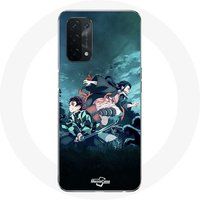Maniacase Etui voor Oppo A74 5G Demon Slayer Manga Tanjiro en Nezuko