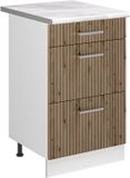 Vicco Keukenonderkast R-Line, Artisanaal eiken/Wit, 50 cm marmer werkblad