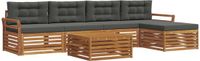 vidaXL Acacia Hout Bank Loungeset Natuurlijk en Antraciet