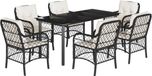 vidaXL 7-delige Tuinset met kussens poly rattan zwart