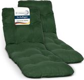 Beautissu Flair RL 2x Ligbedkussen Tuinkussen Ligstoel Zonnebed Kussen voor Tuin Meubelen 190x60x8 cm Groen