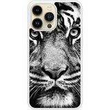 Apple iPhone 14 Tigre blanc et noir Verstevigd hoesje met sublimatie bedrukking