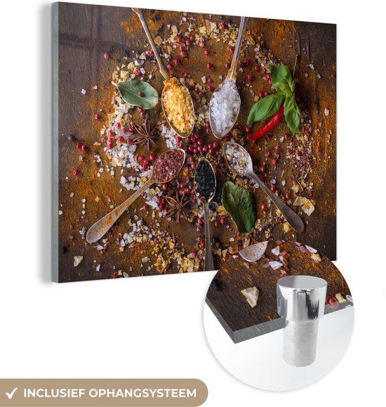 MuchoWow® Glass Painting 120x90 cm - Spices - Kitchen - Acrylic Glass