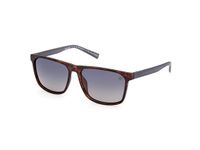 Timberland TB9312 Dark Havana Heren Zonnebril - Bruin Kunststof Montuur, Grijze Lenzen