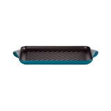 Le Creuset Geëmailleerde gietijzeren rechthoekige grillplaat, 32 cm, diep groenblauw