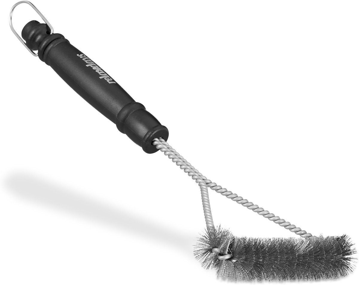 Relaxdays BBQ Borstel Driehoek - Draadborstel Barbecue - Schoonmaakborstel - Staalborstel