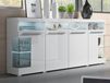 Mobistoxx Commode INDIRA 4 portes blanc/blanc brillant