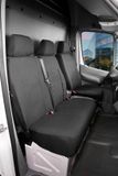 Walser Autostoelhoes Transporter Fit van stof antraciet geschikt voor Mercedes Sprinter - VW LT - 1 enkele zitplaats voorin (uitsparing armleuning) & - dubbele zitbank voorin