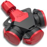 PCE 253842-sr 3-weg koppeling TopTaurus2 massief rubber met scharnierend deksel, natuurlijke LED, IP54 rood