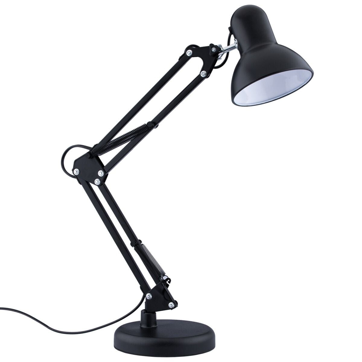 BES LED LED Bureaulamp - Prixa Rety - E27 Fitting - Verstelbaar - Retro - Klassiek - Rond - Mat Zwart