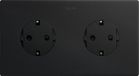 SIMON Clean Schuko dubbel stopcontact, serie 270, 250 V, 16 A, platte en dunne wandstekker, geschikt voor gebruik binnenshuis, eenvoudig te installeren, inclusief frame, deksel en mechanisme, zwart