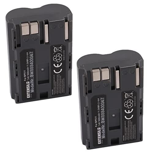 EXTENSILO 2 x batterijen, compatibel met Canon MV600i, MV630i, MV650i, MV700, MV700i, MV730i camera, DSLR (1600 mAh, 7,4 V, Li-Ion)