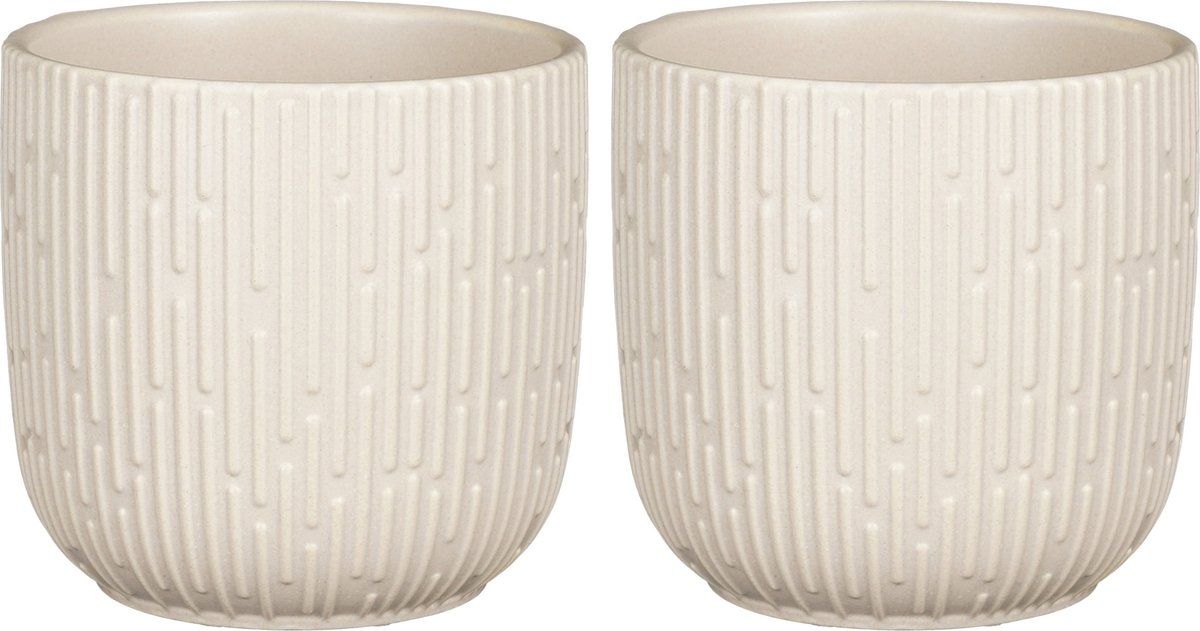 Mica Decorations - Plantenpot - 2 stuks - Keramiek - Mat Wit - D14/H13 cm
