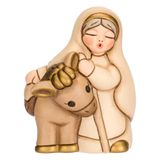 THUN Oma met ezel van keramiek klassieke kerststal, beige | keramiek