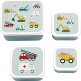 A Little Lovely Company Lunch & Snack Box set van 4 - Voertuigen