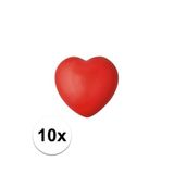 Merkloos / Sans marque Stressbal hartje - 10x - rood - 7 cm - knijpbal - verbeter de focus - rustgevend