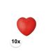 Merkloos / Sans marque Stressbal hartje - 10x - rood - 7 cm - knijpbal - verbeter de focus - rustgevend