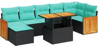 vidaXL 8-delige Loungeset met kussens poly rattan acacia grijs