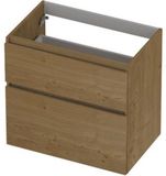 INK - Onderkast 2 Laden Greeploos Fineer Eiken met Houten Keerlijst A-symmetrisch - 700x450x650 Mm - Natur Fineer
