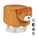 Relaxdays Dierenkruk beer, voor kinderen, gevoerd, schattige decoratieve kruk met diermotief, van hout, met beschermende bekleding, bruin, h x b x d: ca. 35 x 32 x 40 cm