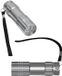 Merkloos / Sans marque Inspirion Gmbh 2x stuks Kleine 9 LED krachtige pocket zaklamp - zilver - 9 cm - met batterijen en koordje - metaal