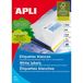 APLI 01244 printeretiket Wit A4 Laser/inkjet Permanent Rechthoek 21 cm 29,7 cm 6 cm 1200 stuk(s) 100 vel