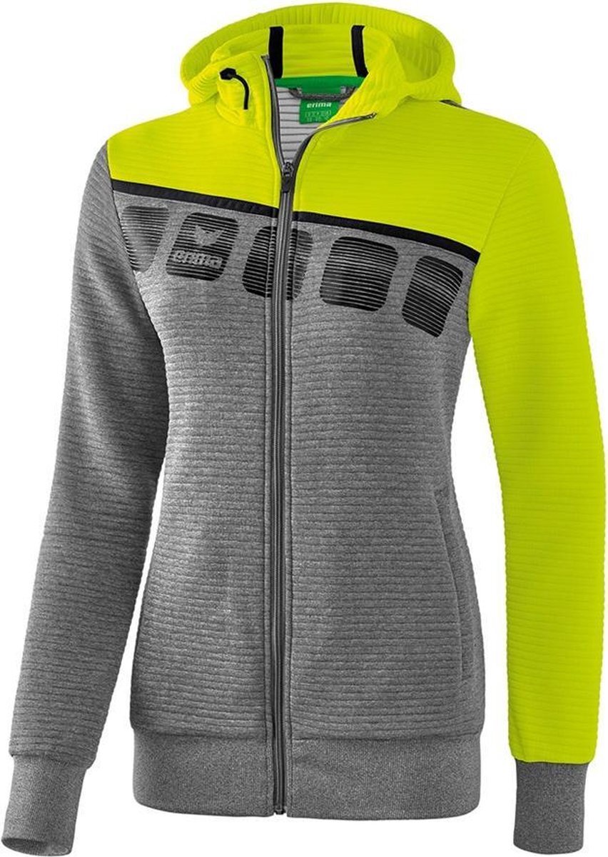 Erima trainingsjack 5 C dames polyester grijs/geel