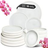Moritz & Moritz SOLID UNI Serviesset 6 Persoons - 18-delig Servies Set met Dinerbord, Soepbord en Dessertbord - Keramiek - Crème