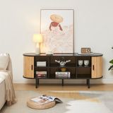 en.casa TV meubel Tvedestrand 140x40x55 cm zwart en naturel