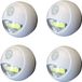 Merkloos LED lampje met bewegingssensor - 4x - draadloos - zelfklevend - wit - Dia 8.5 cm - 2 standen - 100 lumen