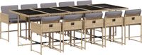 vidaXL 11-delige Tuinset met Kussens, Poly Rattan, Gemengd Beige